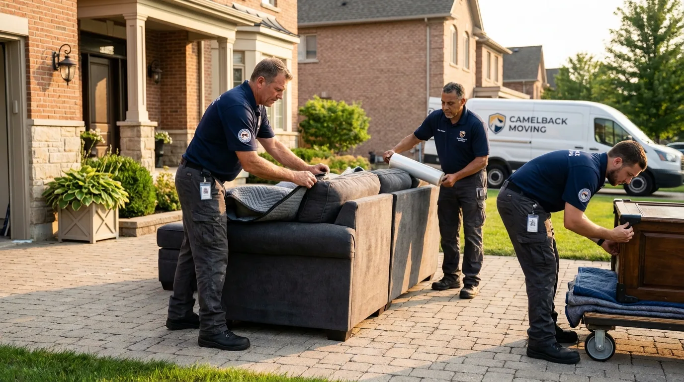 Large estate moving crew wrapping furniture in Pleasant Hill, NC